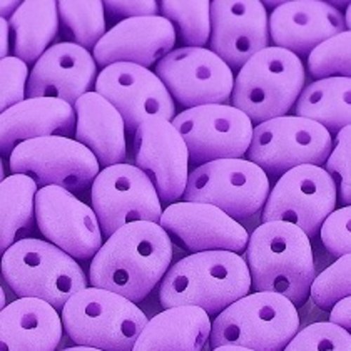 10gr superduo® 2.5x5mm en verre coloris opaque violet silk mat 02010/29570 - violet