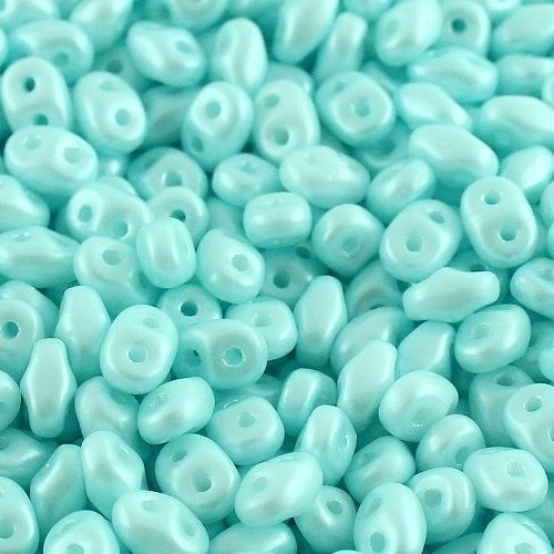 10gr superduo® 2.5x5mm en verre coloris pastel light azore 02010/25018 - bleu