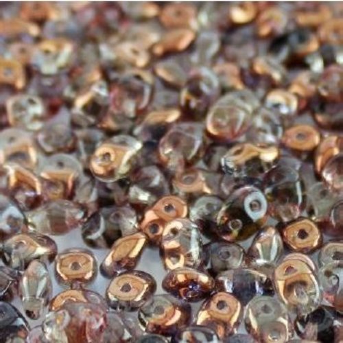 10gr superduo® 2.5x5mm en verre coloris black diamond semi bronze luster 40020/14215 - gris / bronze