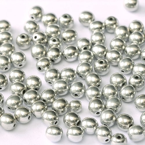 Lot 50 perles rondes lisses 3mm coloris crystal labrador full 00030/27000 - argent