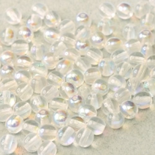 Lot 50 perles rondes lisses 3mm coloris crystal ab 00030/28701 - transparent avec des reflets