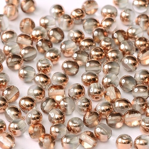 Lot 50 perles rondes lisses 3mm coloris crystal capri gold 00030/27101 - transparent / bronze