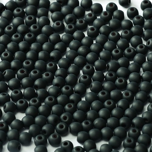 Lot 50 perles rondes lisses 3mm coloris jet mat 23980/84110 - noir