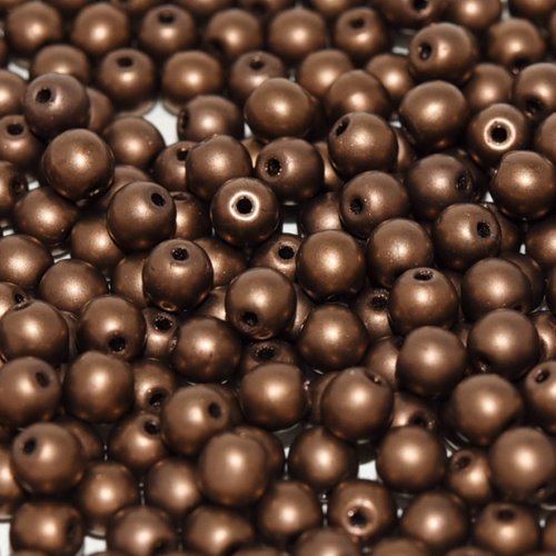 Lot 50 perles rondes lisses 3mm coloris jet bronze mat 23980/84415 - bronze