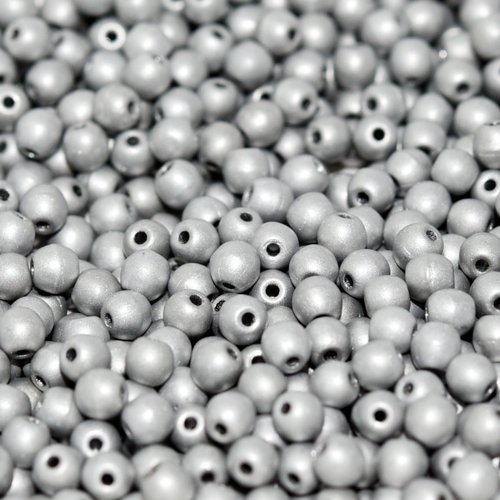 Lot 50 perles rondes lisses 3mm coloris crystal labrador full mat 00030/27070 - argent