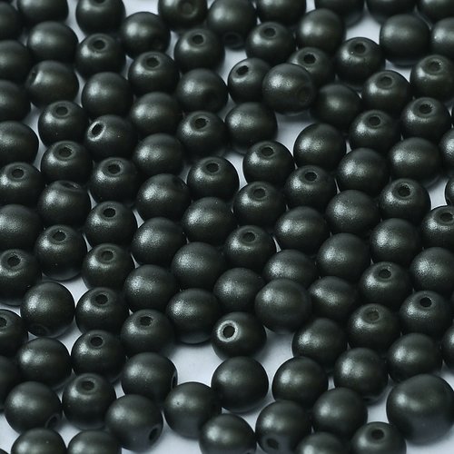 Lot 50 perles rondes lisses 3mm coloris metallic mat black 02010/29400 - noir
