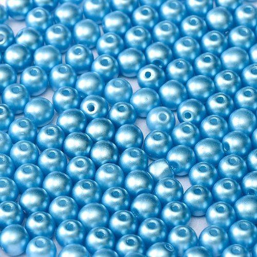 Lot 50 perles rondes lisses 3mm coloris pastel turquoise 02010/25020 - bleu