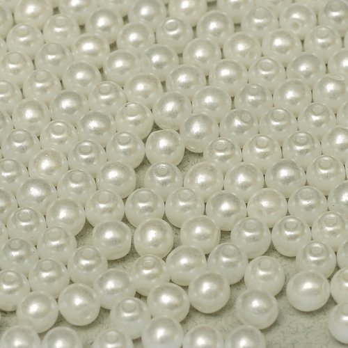 Lot 50 perles rondes lisses 3mm coloris pastel white 02010/25001 - blanc