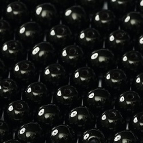 Lot 25 perles rondes lisses 6mm coloris jet 23980 - noir
