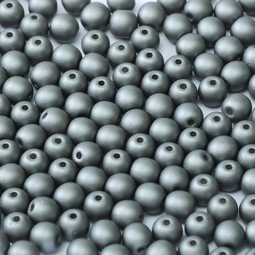 Lot 25 perles rondes lisses 6mm coloris metallic steel 00030/29403 - argent