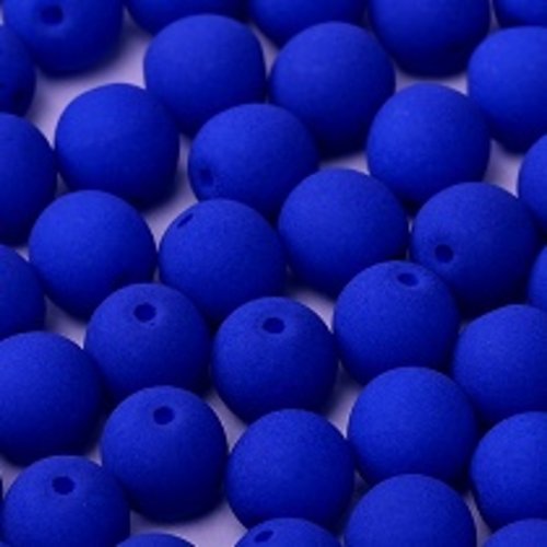 Lot 25 perles rondes lisses 6mm coloris blue neon mat 02010/25126 - bleu fluo