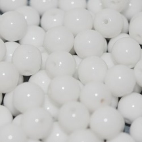 Lot 25 perles rondes lisses 6mm coloris opaque white 03000 - chalkwhite / blanc