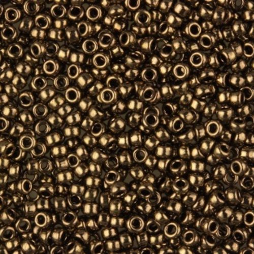 8gr perles rocailles miyuki 15/0 - 1mm coloris metallic dark bronze - 457 - dore