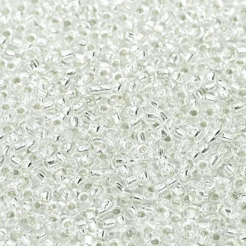 10gr perles rocailles miyuki 11/0 - 2mm coloris crystal silver lined - 1