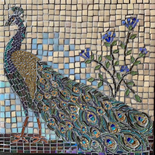 Tableau en mosaique ( paon )