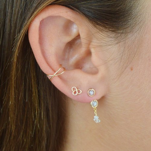 Bague d'oreille effet croisé en or laminé 14k - bijou d'oreille conque - bague faux piercing