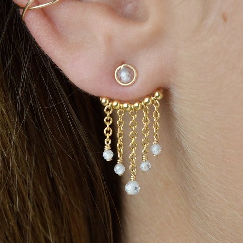 Dos de boucle d'oreille frange en or laminé 14k et zircon - bijoux d'oreilles et accessoires