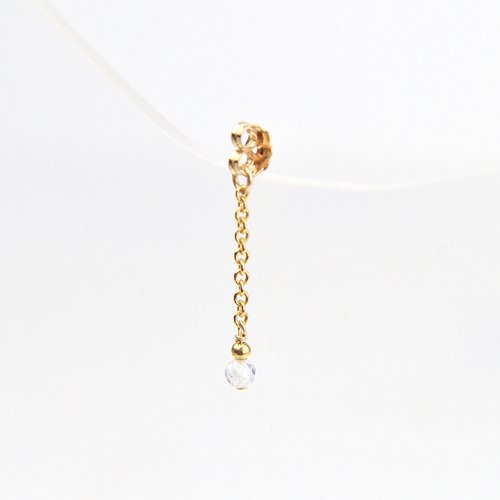 Dos de boucle d'oreille petite chaîne en or laminé 14k et zircon naturel - fermoir boucle d'oreille - bijoux femme