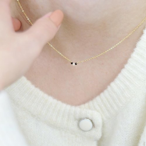 Collier fin en or laminé, onyx et perle d'eau douce - collier femme