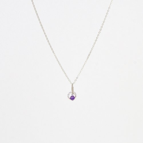 Collier fin en argent 925, pendentif cercle martelé et améthyste - collier fin en or laminé ou en argent - collier minimaliste