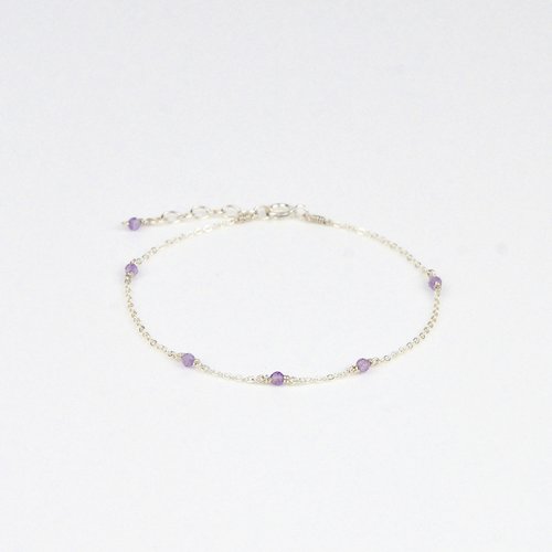 Bracelet fin multi-pierres en argent 925 et améthyste - bracelet minimaliste en or laminé ou en argent