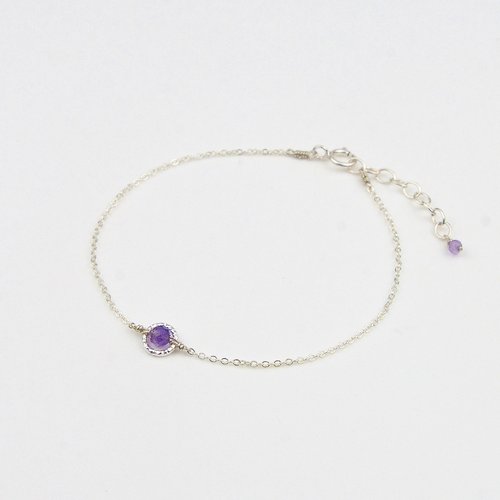 Bracelet fin en argent 925 et améthyste - bracelet en or laminé 14k - bijoux fins en or ou en argent