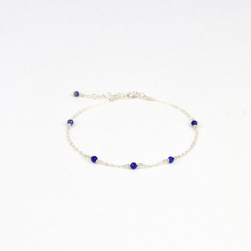 Bracelet fin multi-pierres en argent 925 et lapis lazuli - bracelet minimaliste en or laminé ou en argent