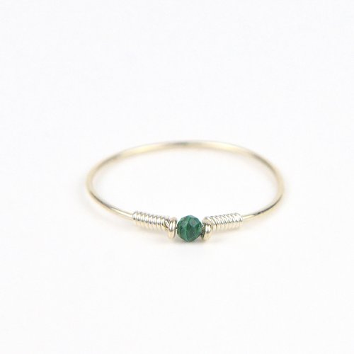 Bague fine en argent 925 et malachite - bague minimaliste en or laminé ou en argent - bijoux faits main