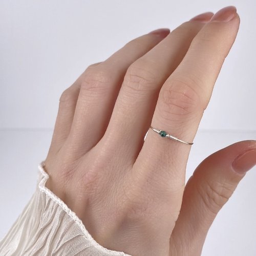 Bague fine en argent 925 et malachite - bague minimaliste en or laminé ou en argent - bijoux faits main