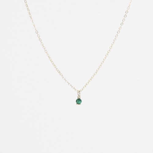 Collier très fin en argent 925 et malachite - petit pendentif pierre fine - collier fin en argent ou en or laminé