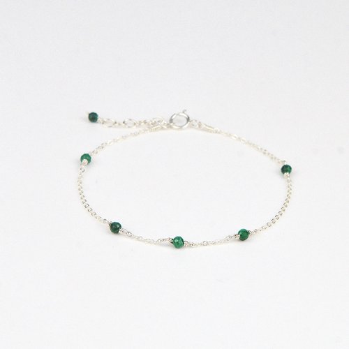 Bracelet fin multi-pierres en argent 925 et malachite - bracelet minimaliste en or laminé ou en argent - bijoux  pierres fines