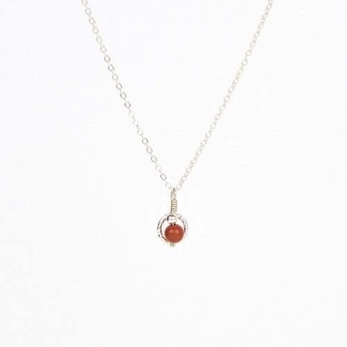 Collier fin en argent 925, pendentif cercle martelé et jaspe rouge - collier fin en argent 925 ou en or