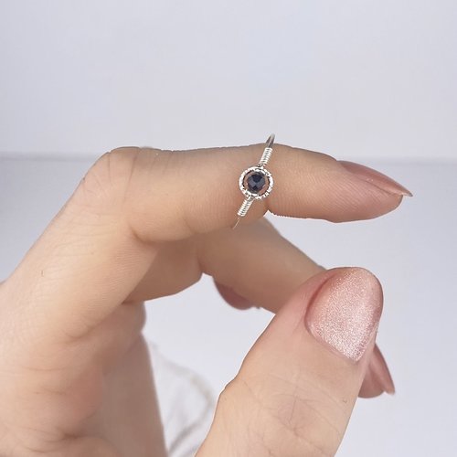 Bague fine en argent 925 et tourmaline noire - bague anneau en argent ou en or -  bijoux fins