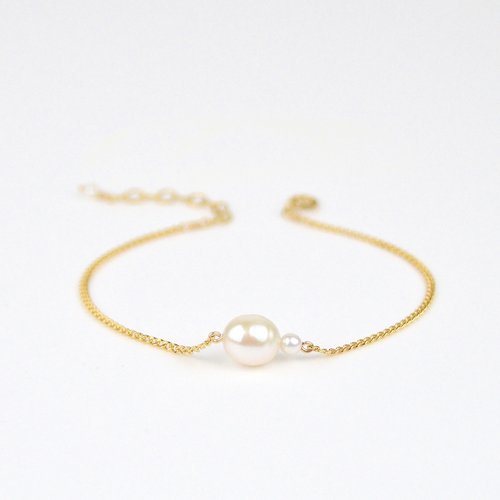 Bracelet fin en or laminé & perles d'eau douce - bijoux mariage