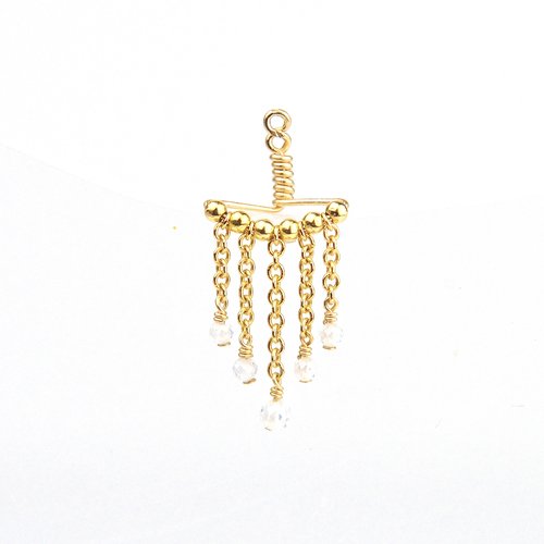 Dos de boucle d'oreille frange en or laminé 14k et zircon - bijoux d'oreilles et accessoires