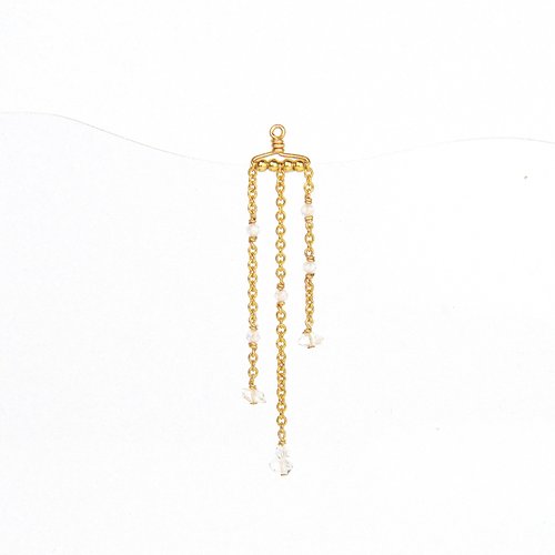 Dos de boucle d'oreille longues chaînettes en or laminé, zircon et diamants d'herkimer - bijoux d'oreilles