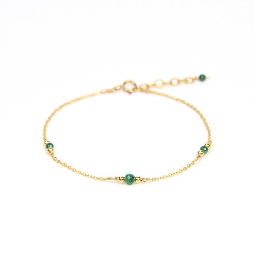 Bracelet fin en or laminé 14k et malachite - bracelet minimaliste