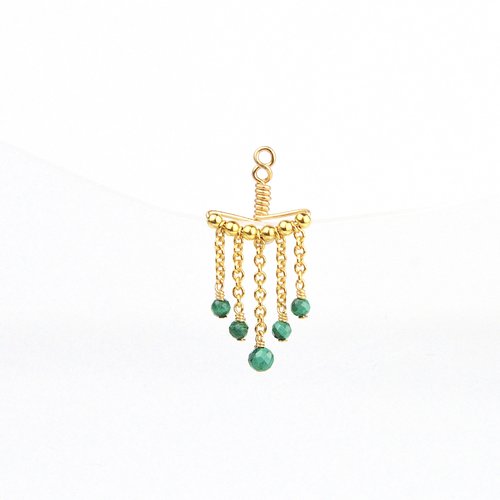 Dos de boucle d'oreille en or laminé 14k et malachite - fermoir frange en chaîne - bijoux d'oreilles