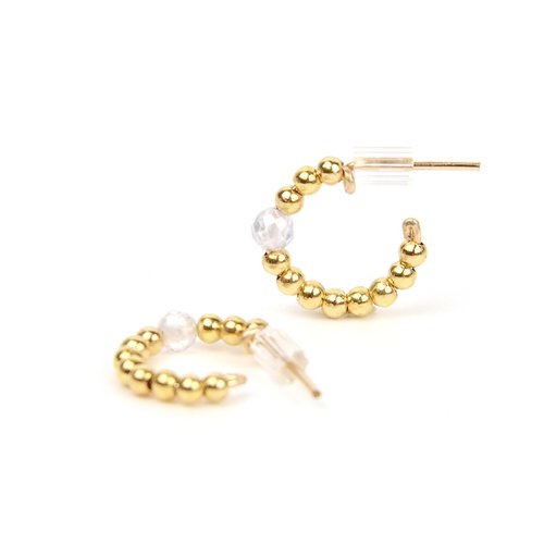 Petites créoles minimalistes en or laminé et zircon naturel