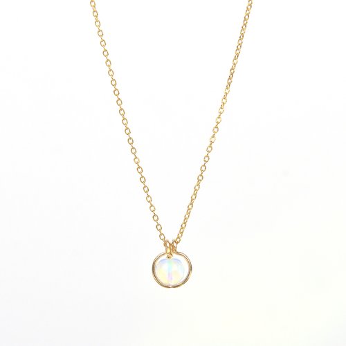 Collier fin en or laminé 14k et pendentif opale éthiopienne - collier minimaliste