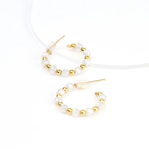 Créoles en or laminé 14k et zircon naturel - créoles véga