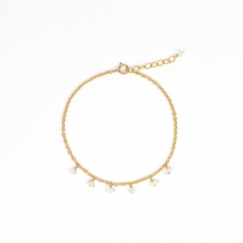Bracelet fin minimaliste en or laminé et diamants d'herkimer - bracelet à grelots