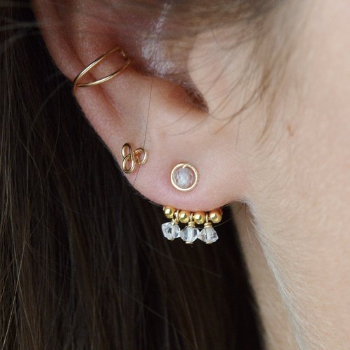 Dos de boucle d'oreille minimaliste en or laminé 14k et diamant d'herkimer - bijoux d'oreilles et accessoires
