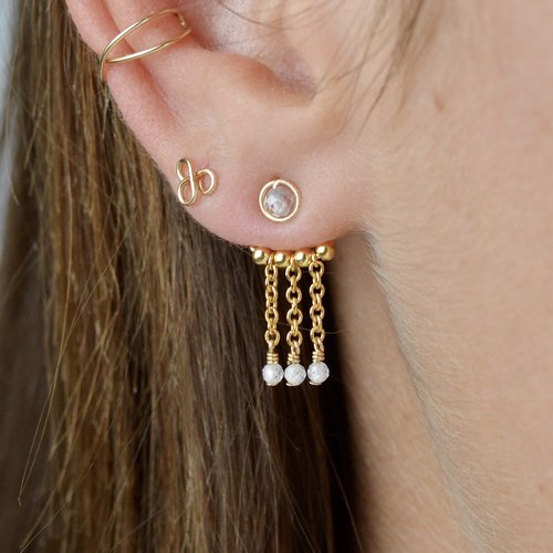 Dos de boucle d'oreille frange en or laminé 14k et zircon - accessoires et bijoux d'oreilles