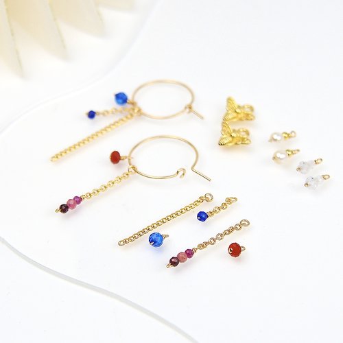 Coffret créoles personnalisables – cadeau unique pour les fêtes - or laminé et pierres fines naturelles - cadeau femme