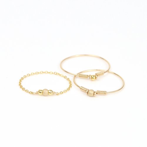 Lot de 3 bagues fines empilables – bijoux minimalistes en or laminé
