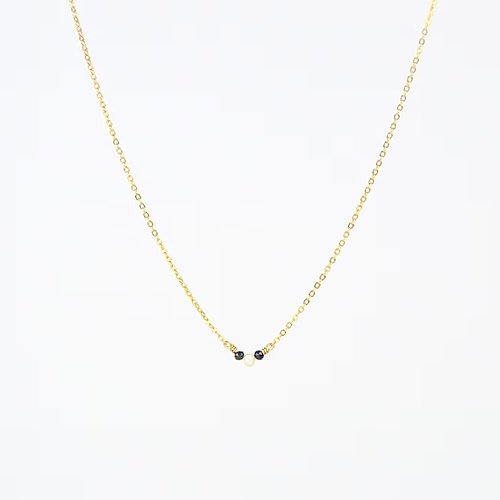 Collier fin en or laminé, onyx et perle d'eau douce - collier femme