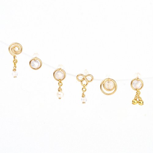 Puces à l'unité en or laminé et zircon naturel - nouvelle collection - piercings à l'unité