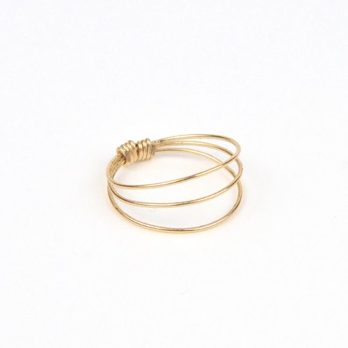 Bague triple-rangs fine et élégante en or laminé 14k - bague multi-rangs en argent 925 ou en or - bague minimaliste