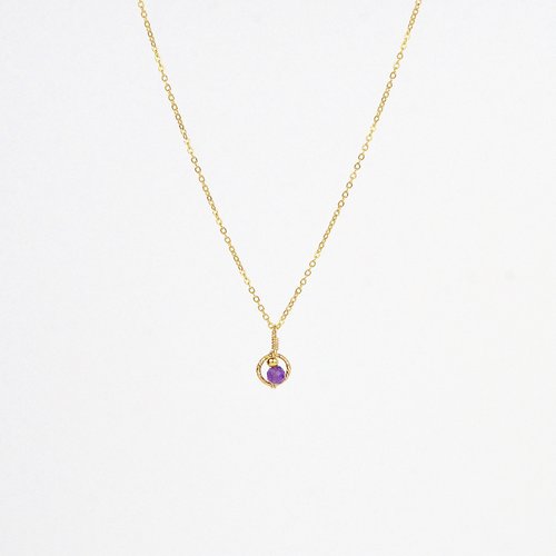 Collier fin en or laminé 14k, pendentif et améthyste - collier fin en argent 925 ou en or - collier minimaliste